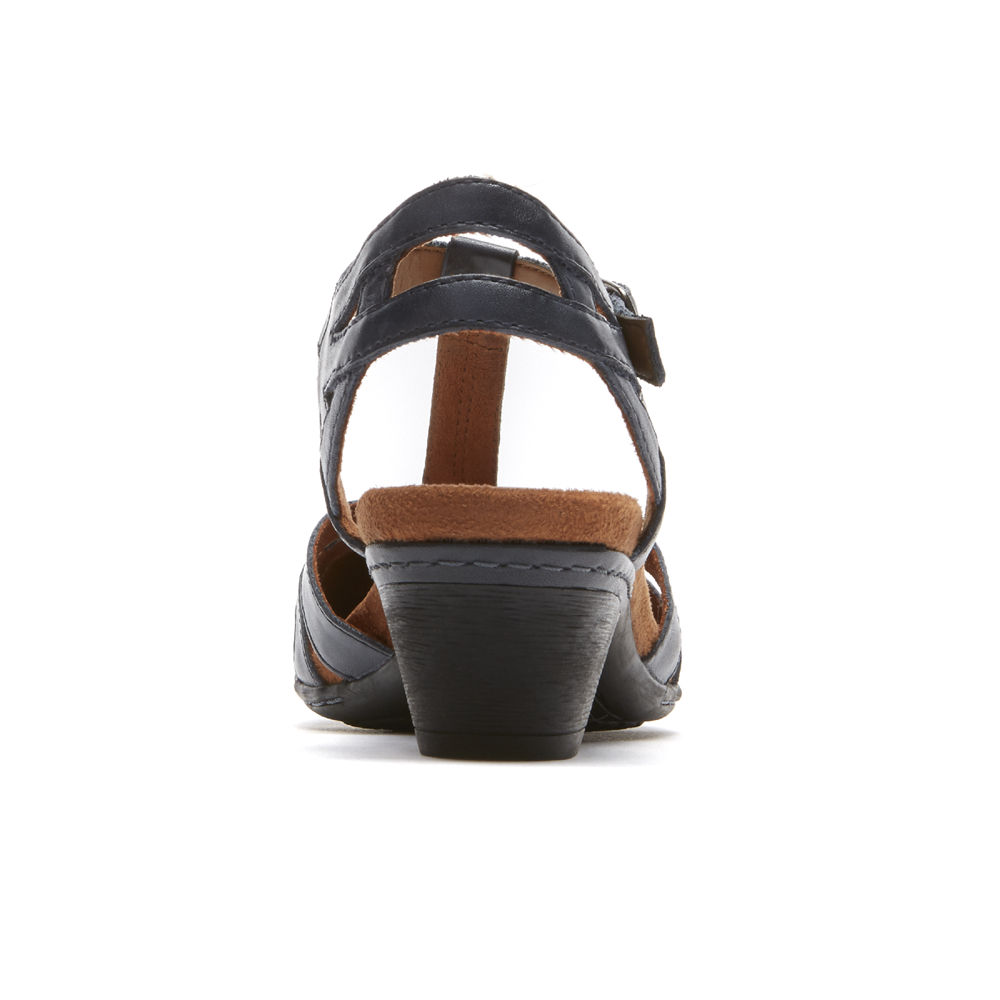 Sandálias Rockport Mulher Azul Marinho - Cobb Hill Aubrey T-Strap - 29107RAQU